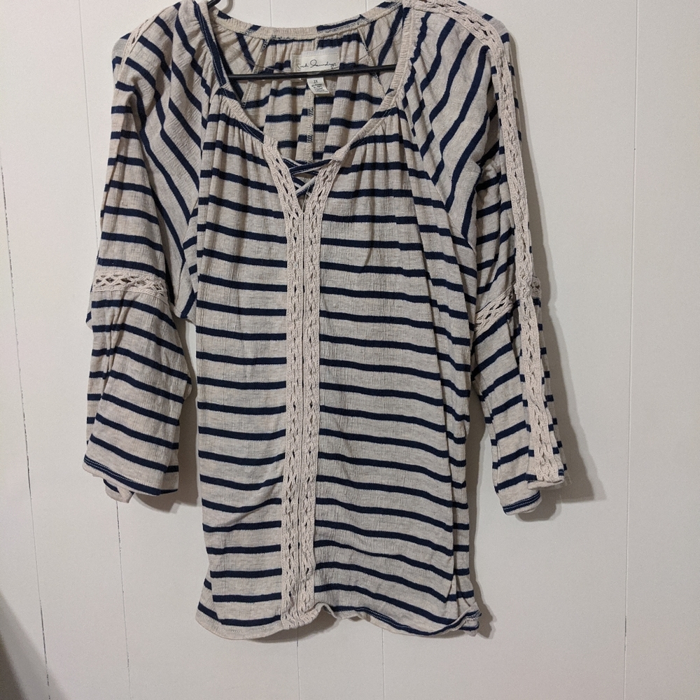 Blue and white striped women's blouse